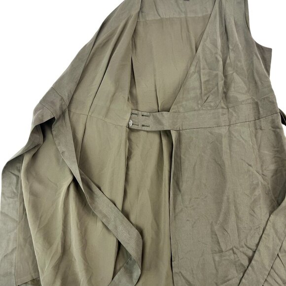 Banana Republic Wrap Midi Dress Green Career Sleeveless Size 12 - Picture 6 of 13